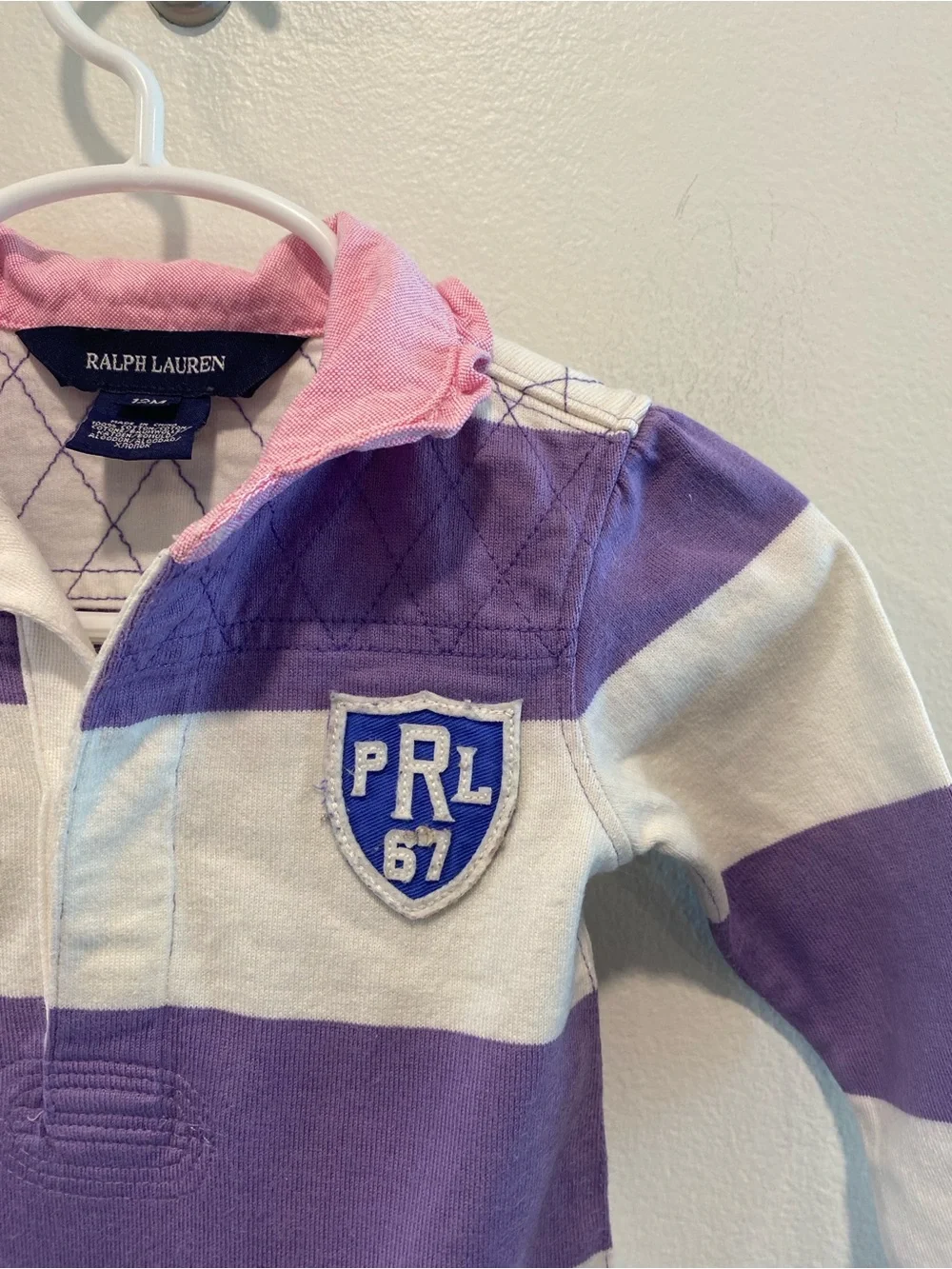 Ralph Lauren Rugby dress in size 12 months  Sweet pink collar